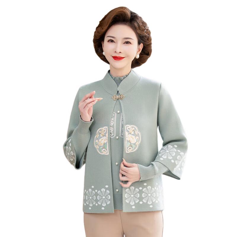 Middle-Aged Women's 2025 Autumn Knitted Two-Piece Top Set