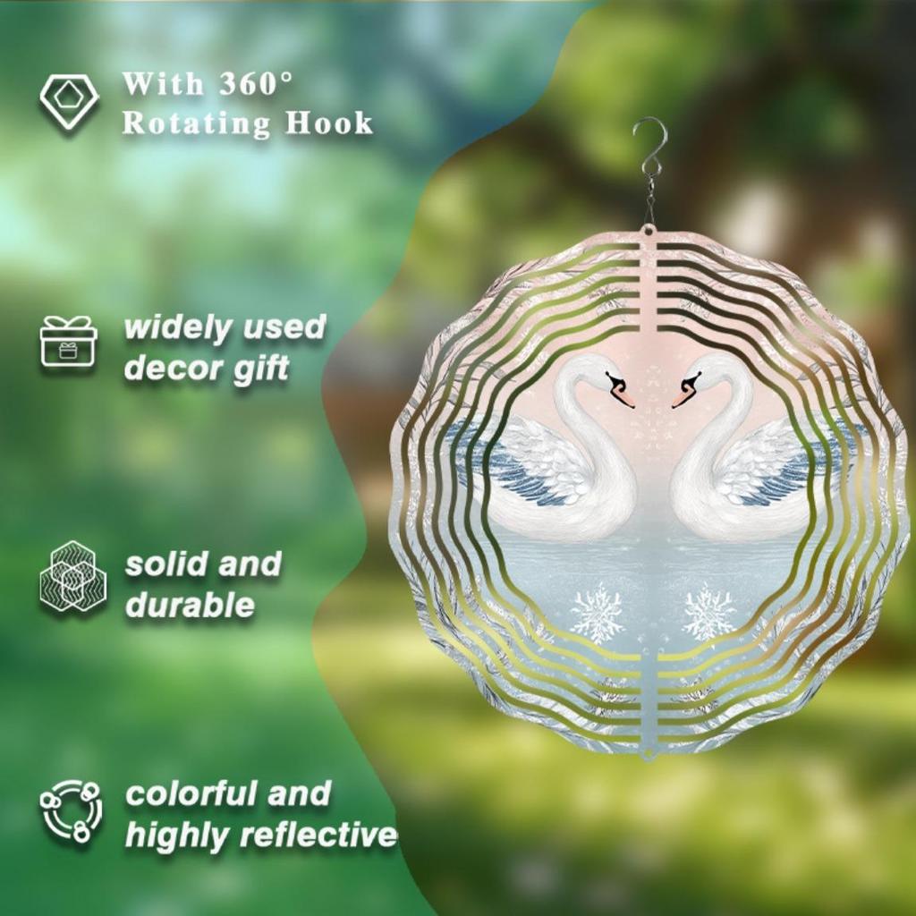 10-calowy dzwonek wietrzny Łabędź z hakiem obracanym o 360 stopni Elegancki wystrój ogrodu na wszystkie pory roku Idealny prezent dla przyjaciół Spokojna ozdoba zewnętrzna