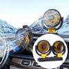 Dual Head Car Fan Adjustable 2 Speed 360 Degree Rotation Dashboard Mount Brushless Motor Portable Vehicle Cooling DC12V