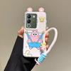 KEYSION Cute Ear Cartoon Case for VIVO V29e 5G with Lanyard Soft Silicone+PC Shockproof Phone Back Cover for VIVO V29e