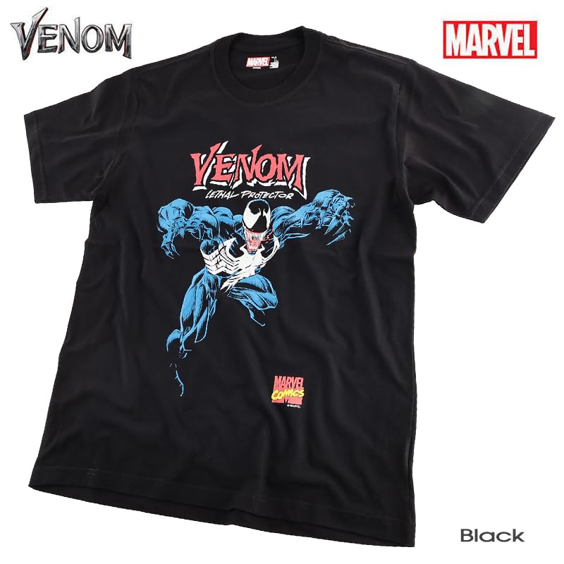 EVERSOUL Marvel VENOM Short Sleeve T-Shirt, American Comic Book Venom Villain Merchandise, Unisex, Black, Size M [Parallel Import]