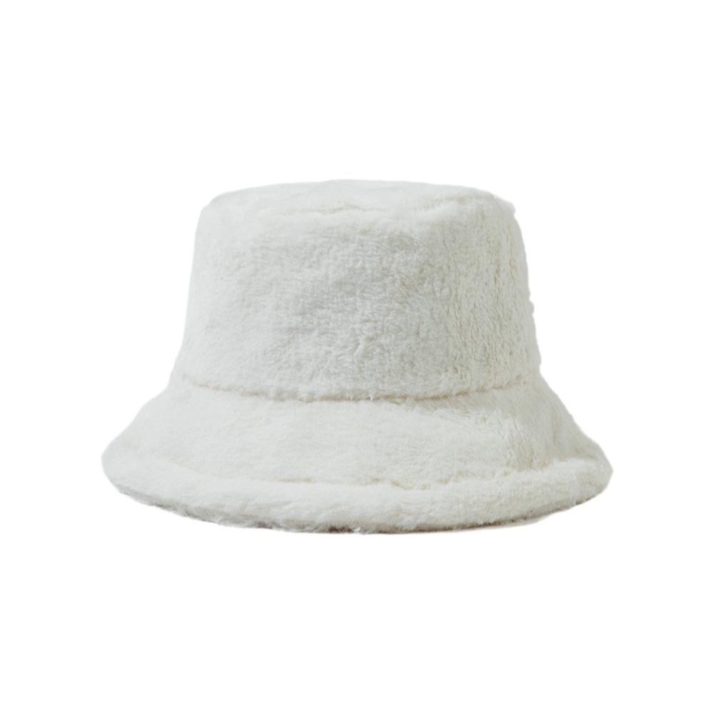 Solid Colors Faux Fur Cap Thickened Warm Fisherman's Hat Fashion Basin Bucket Hats for Women Girl