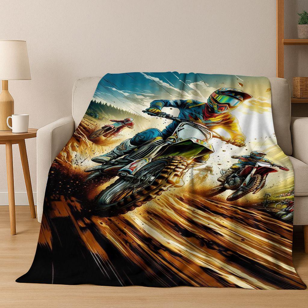 Personalized Motorcycle Rider Motorbike Art Flannel Blanket,Cozy Soft Throw Blanket for Home Bedroom Bed Sofa Picnic Cover Gift
