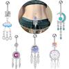 Stainless Steel Clouds Water Drop Navel Ring Zircon Barbell Pendant Belly Button Ring For Women Body Piercing Jewelry