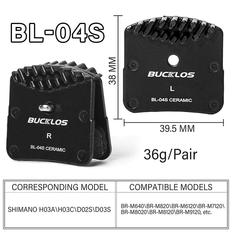 BUCKLOS BL-04S Bike Brake Pads Ceramic MTB Hydraulic Brake Pad MTB Road Bike Disk Brake Pad Part For Shimano H03A H03C D02S D03S