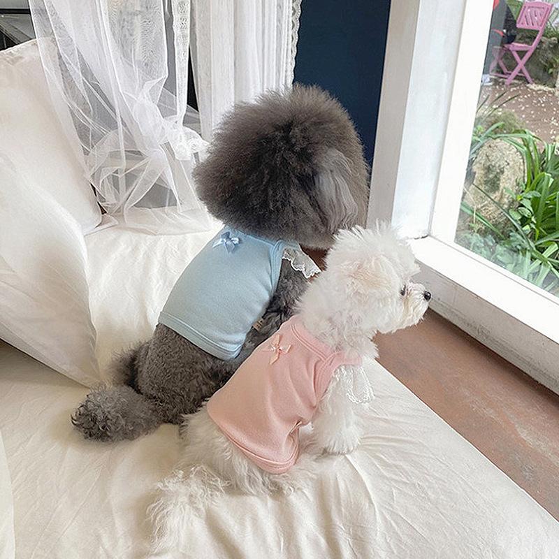 

Candy Lace Small Fly Sleeve Vest Dog Spring Summer Clothing Bigbear Pomeranian Cat Cat Suspender Pet Clothing XXL (recommended weight 15-10kg) бонді синього кольору