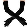 Vintage Damen Vollfinger dehnbare lange Abendparty Samthandschuhe Armstulpen