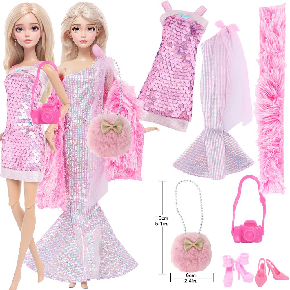 Pink Series Doll Clothes for 30cm Doll Princess Dress Outfits Shoes Necklace Bags Kids Accssories Toy Christmas Birthday Gift