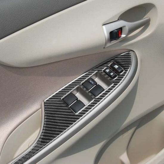 4Pcs Carbon Fiber Window Lift Switch Panel Cover For Toyota Corolla 2006-2012