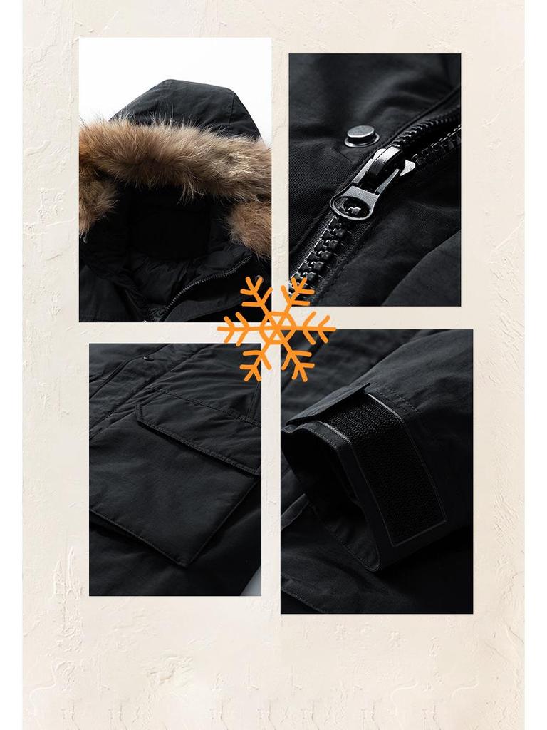 Winter Men's Windproof Hooded Parka with Fur Collar - Thick Warm Down Jacket for Outdoor Wear