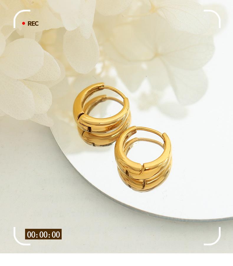 French-Inspired C-Shaped Minimalist Titanium Steel Earrings for Women