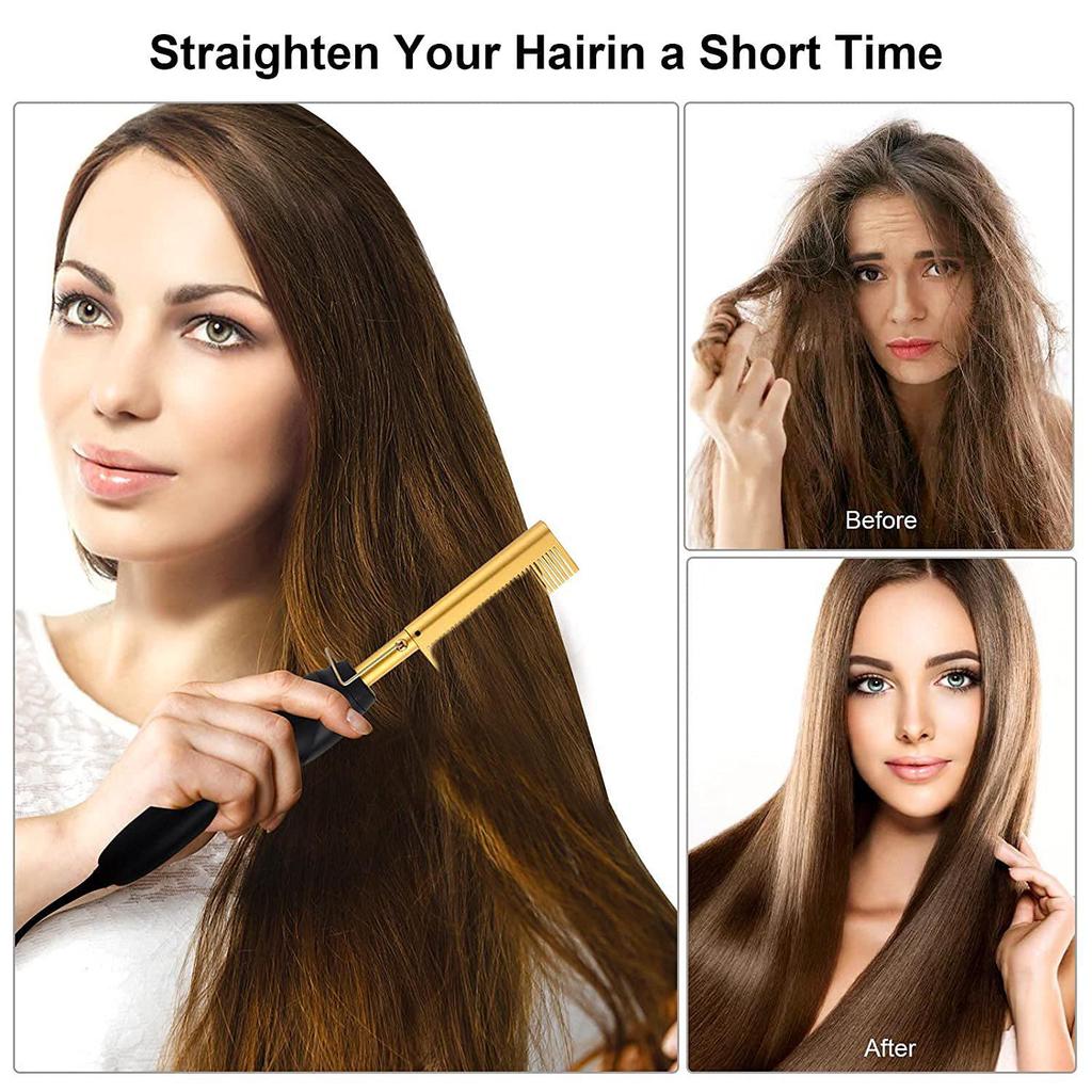 Wet and Dry Electric Heating Copper Comb - Straightening, Perming, Curling Iron Hairdressing Tool