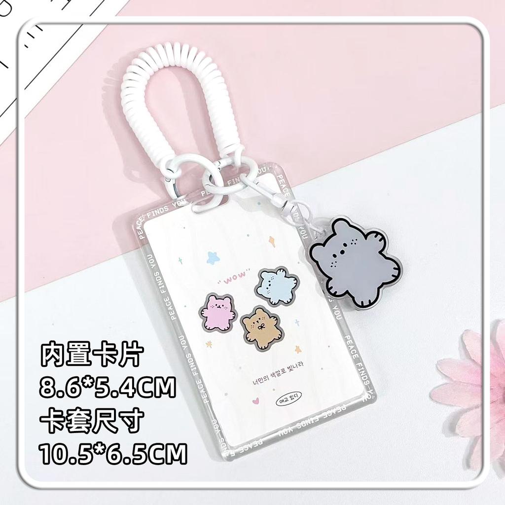 New Hard Card Sleeve with Lovely Dog Pattern Slide Cover Anti-Lost ID Holder for Student Photo Card Protector