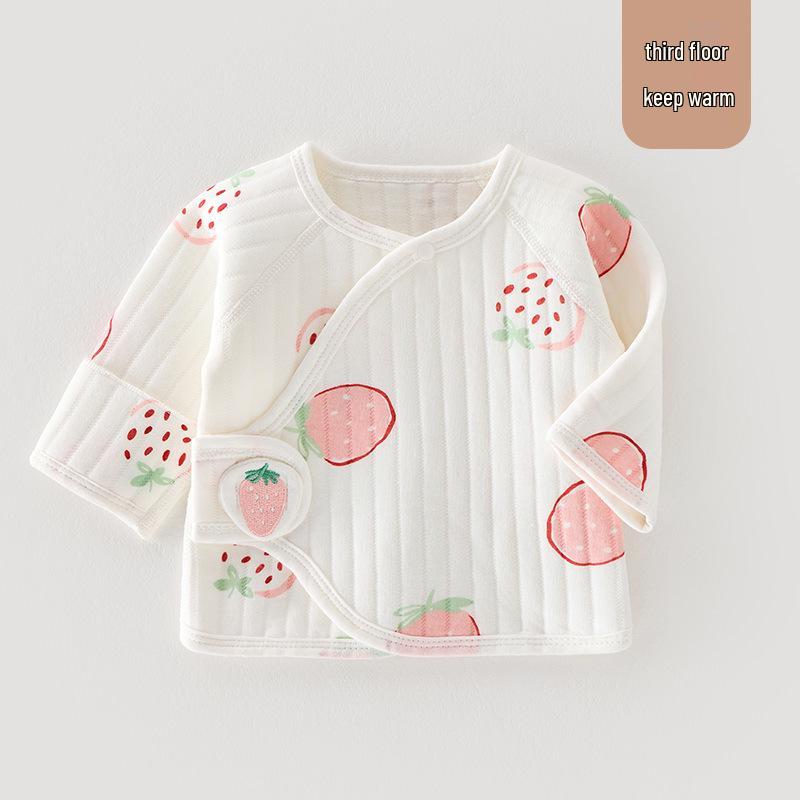 Tagless Pure Cotton Newborn Half-Back Clothes, Monk Style Top for Boys & Girls, Autumn/Winter Pajamas