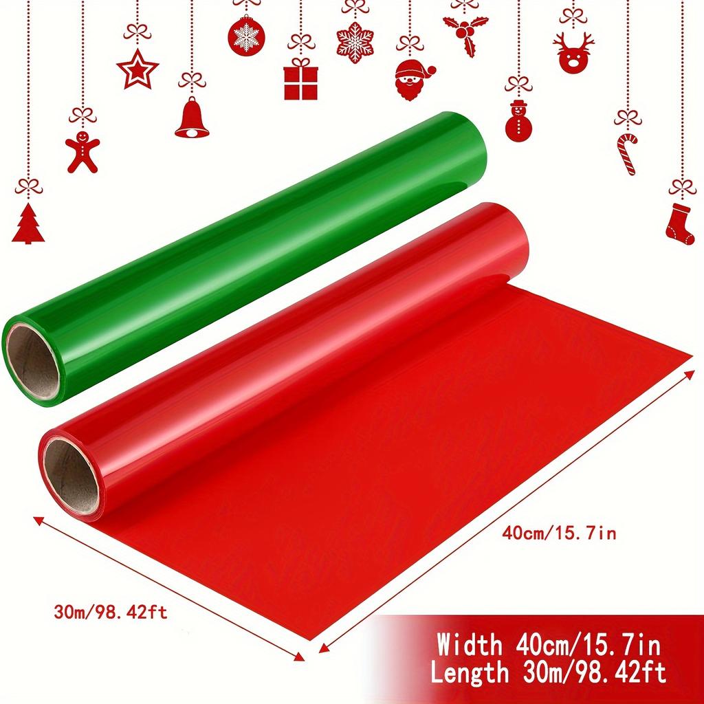 1pcs 40cm*30m 2.5 Mil Red Cellophane Wrapping Rolls, Transparent Cellophane for DIY Crafts Gifts Birthday Anniversary Wedding Gift Packaging