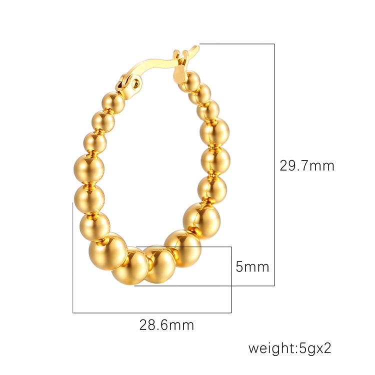 Boucles d'oreilles à perles rondes en acier inoxydable populaires Boucles d'oreilles à boucle d'oreille rondes en acier titane simples et féminines