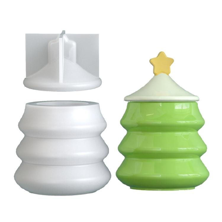 

Detachable Lid Silicone Jar Mold Christmas Tree Shape Resin Crafting Set Silicone Texture for Home Decorative Crafts 1