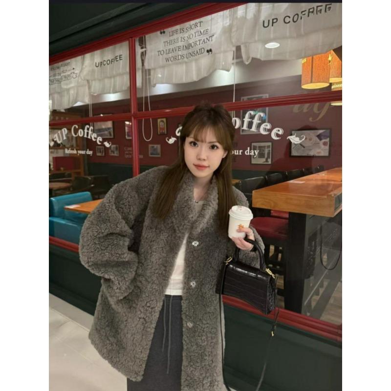 Autumn and Winter Fur Integrated Lamb Wool Coat Women's Medium and Long Loose Lazy High-end Casual Wool Coat