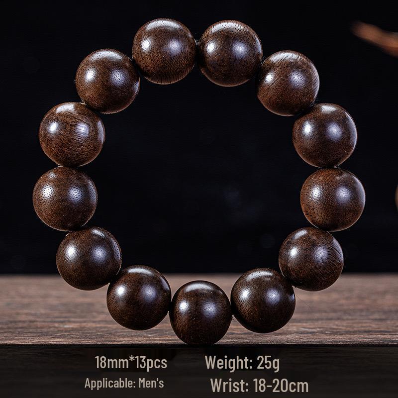Brunei Agarwood 108-Bead Black Oil Bracelet: Natural Unisex Buddhist Wooden Beads