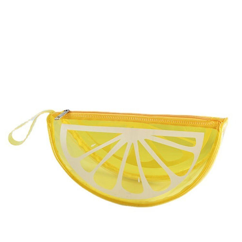 

Waterproof Lemon Cosmetic Bag Transparent Zipper Toiletry Bag Simple Lemon Makeup Case Bathroom жёлтый