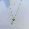 Handmade Hetian Jade Zircon Necklace9Silver Collarbone Chain, Simple and Elegant Jewelry, Japanese and Korean Style01101