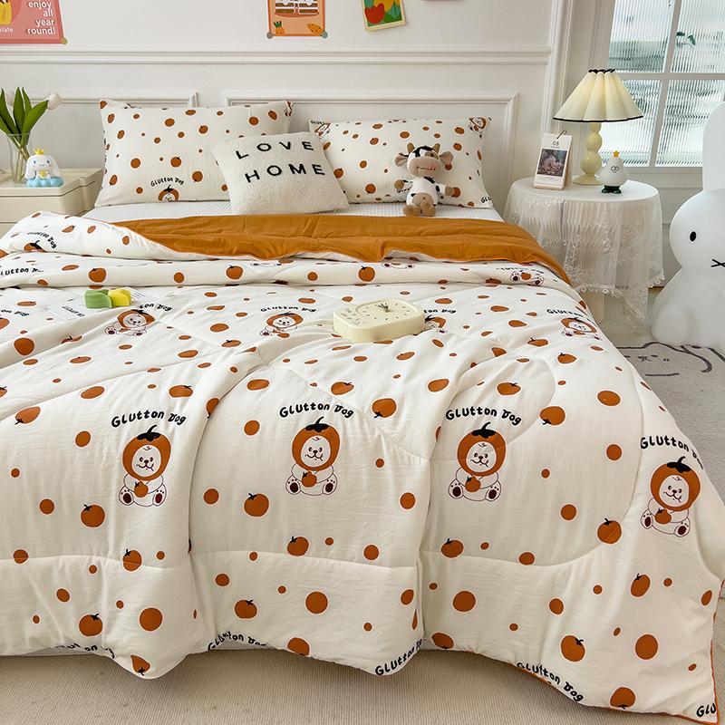 Summer Quilt 2024 New Double Layer Yarn Water Wash Printed Cool Blanket For Summer Flower  Air Conditioning Quilt Sheet