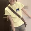 American Front Shoulder Summer Bottoming Shirt Short-sleeved T-shirt Women's New Popular Round Neck Casual Versatile Top Women's
