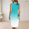 Women Plus Size V Neck Sleeveless Shamrock Printed Bodycon Midi Dress