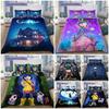 Coraline Pink Palace House Night Print 3‑Piece Bedding Set, Gothic Fantasy Duvet Cover Set for Bedroom Home Decor