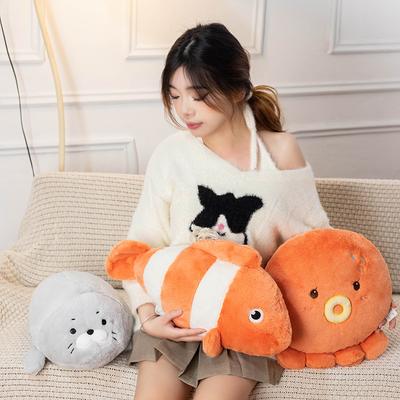 Cute Marine Animal Plush Toy Kawaii Seal Octopus Clownfish Stuffed Doll Room Decor Soft Sofa Pillow for Kids Birthday Xmas Gifts