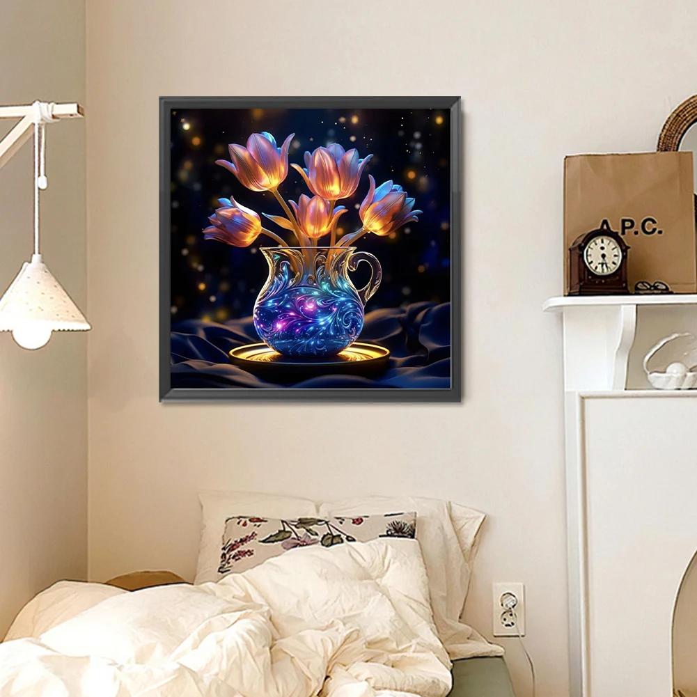 Flower Series Diamond Painting Kits, 5D DIY Full Round Drill Sparkling Resin Art Craft Home Wall Decor Gift for Adults Beginners