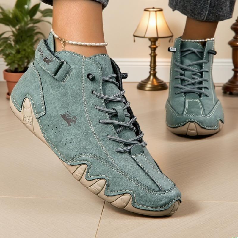 Women's Soft Soled Boots Handmade Leather Design Flat Shoes High Quality Lazy Comfortable Casual Driving Sneakers High Top Boots
