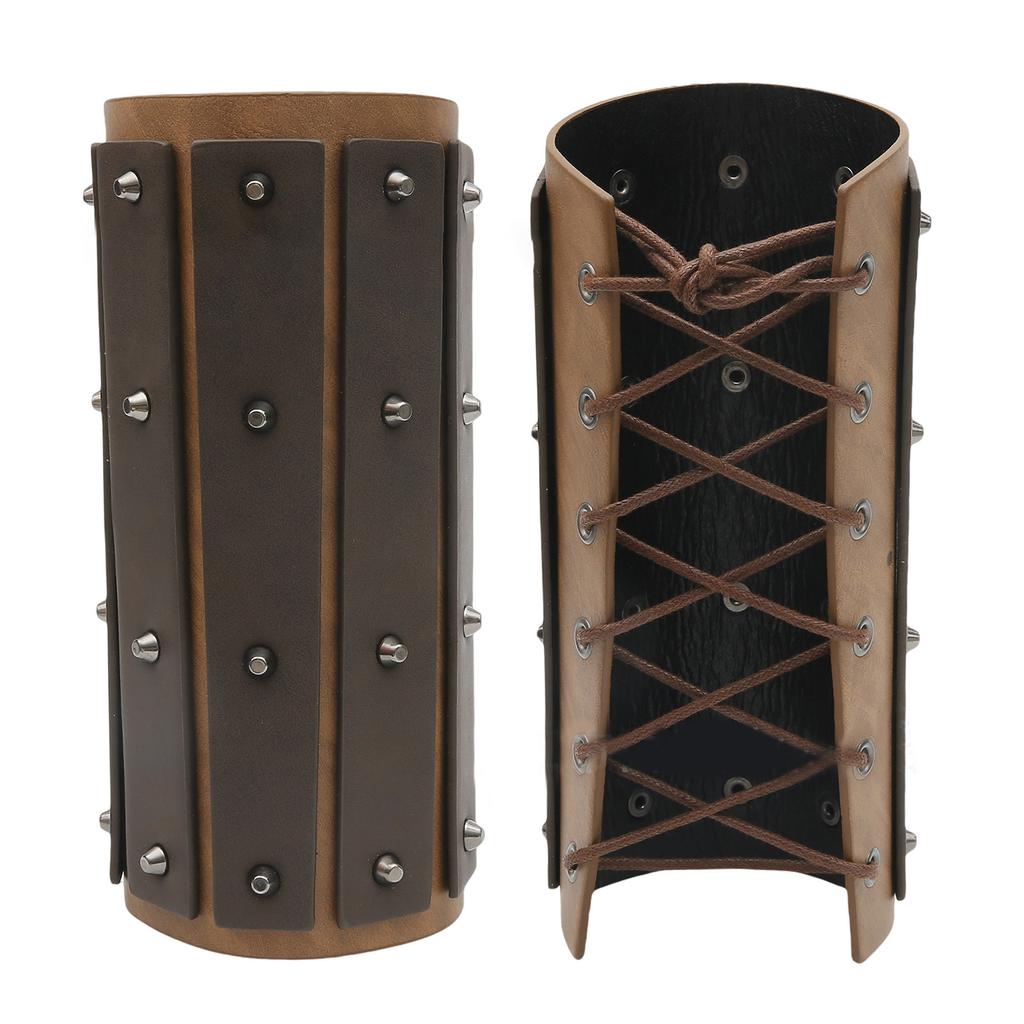 Medieval Gauntlet Steampunks Arm Guard Cosplay Knight PU Leather Arm Bracers Role Play Armband Stage Arm Protectors
