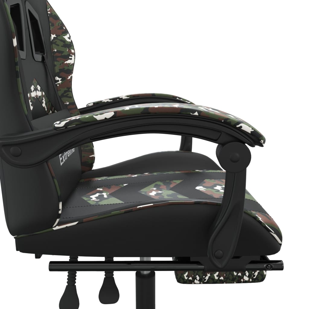 Gaming Chair with Footrest Black and Camouflage PU Leather