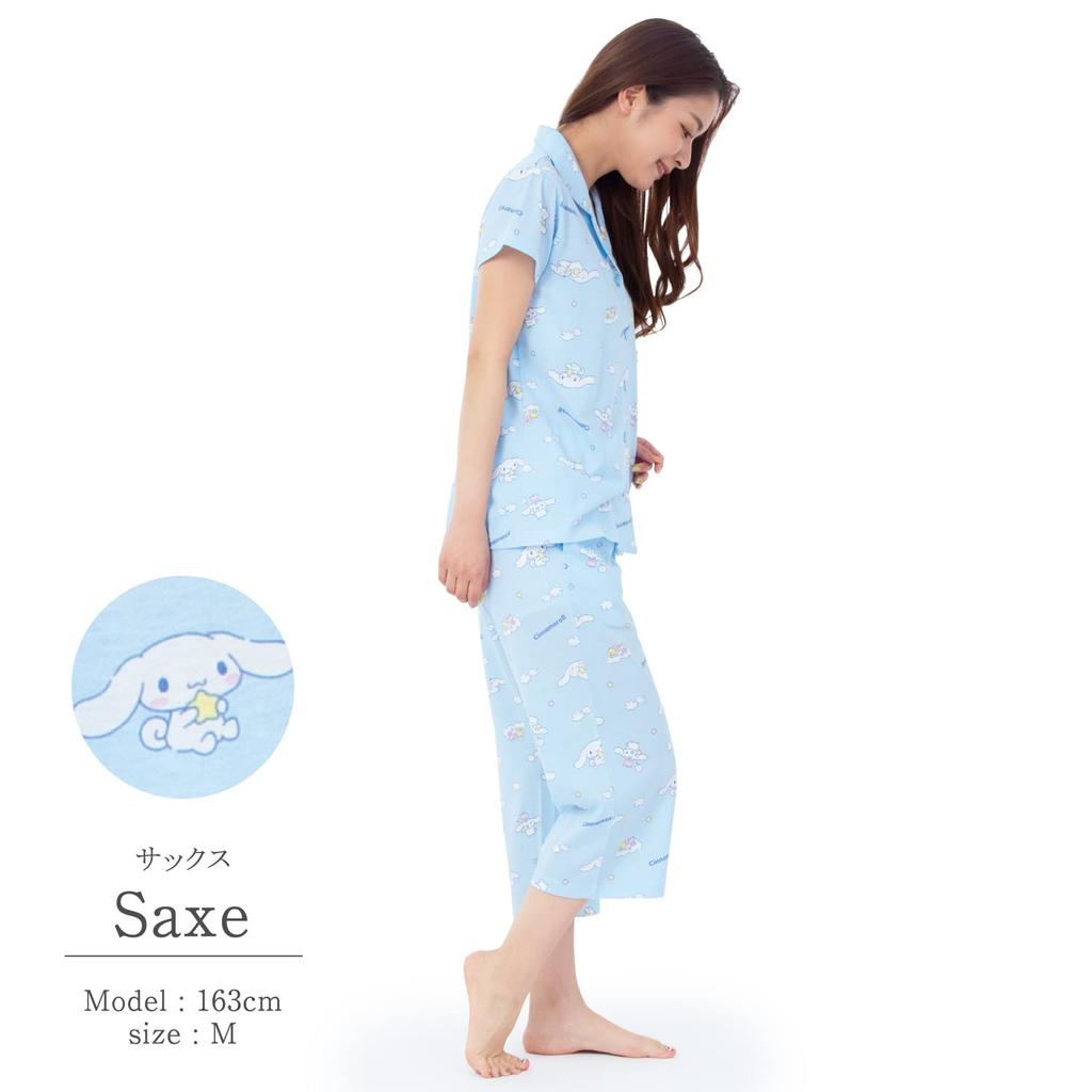 SAZAC Cinnamoroll Women's Short Sleeve Jersey Pajama Set (Sax/M/SAN1697)
