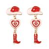 European and American popular fashion creative Bond girl oil dripping earrings hat love boots multi-layer splicing earrings