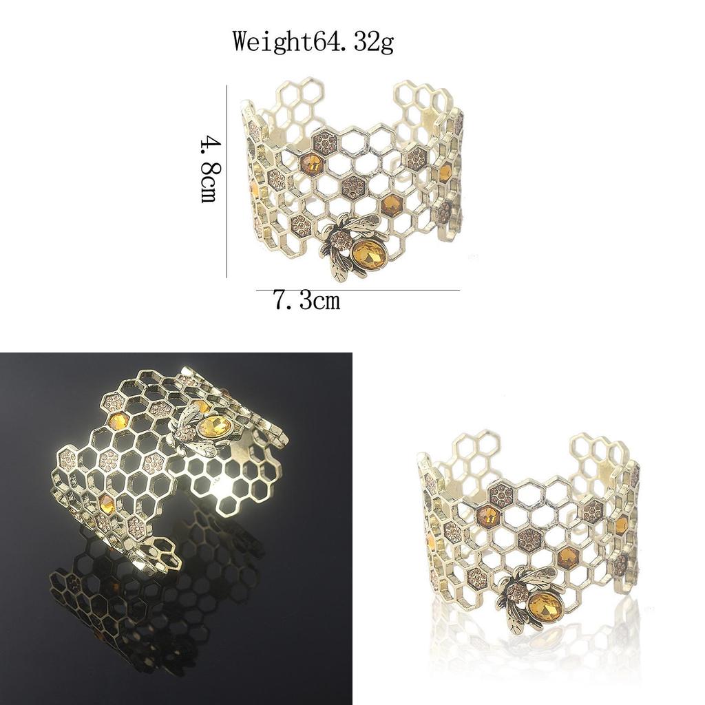 Bracciale Apribile con Design a Nido d'Ape e Lega Galvanizzata per Gioielli di Moda da Donna