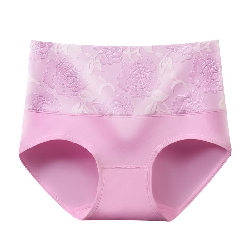 Plus Size Women's High Waist Cotton Underwear with Abdomen Control and Hip Lift - Antibacterial Crotch.