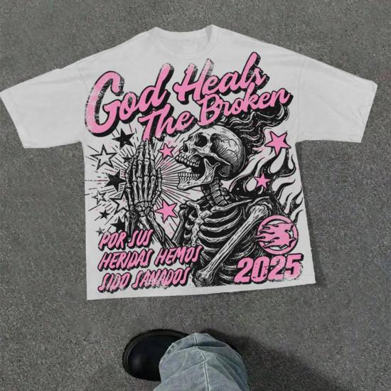 Graphic T-shirt Men Women Vintage Top Hip Hop Streetwear Oversized Tshirt Short Sleeve Casual Clothing Summer Fashion Trendy Tee