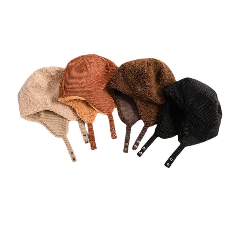Winter Warm and Fleece Lei Feng Hat, Double-sided Can Wear Lamb Wool Outdoor Cycling Ear Protection, Windproof and Thickened Plush Hat