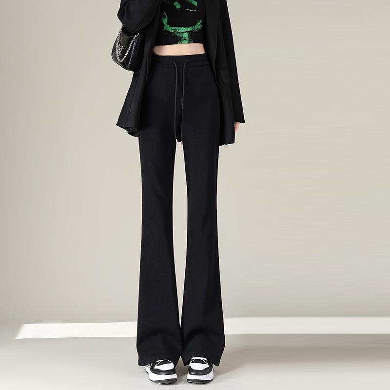 

Жіночі зручні штани з високою талією, вузькі спортивні штани, жіноча мода, вільні суцільні кольори, широкі штани S чорний