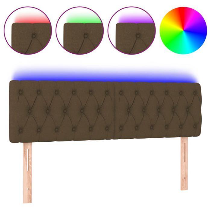 VidaXL Tête de Lit à LED Meuble de Chambre à Coucher Accessoire de Lit Double Tête de Cadre de Lit Intérieur Marron Foncé 3121949