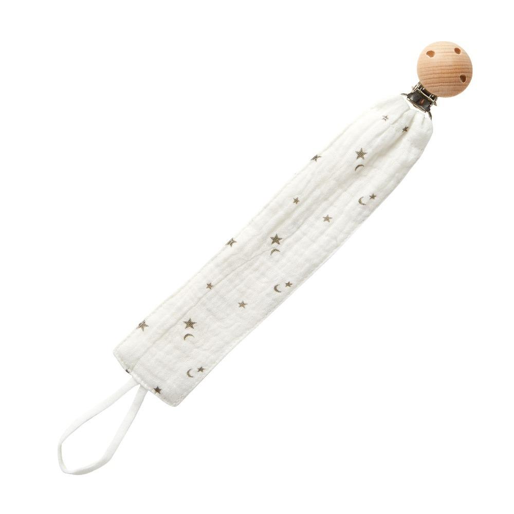 

Safe Cotton Gauze Baby Pacifier Clip Chain Safe Wooden Print Nipple Holder Clips Anti-drop Pacifier Holder Newborn Soother звезда