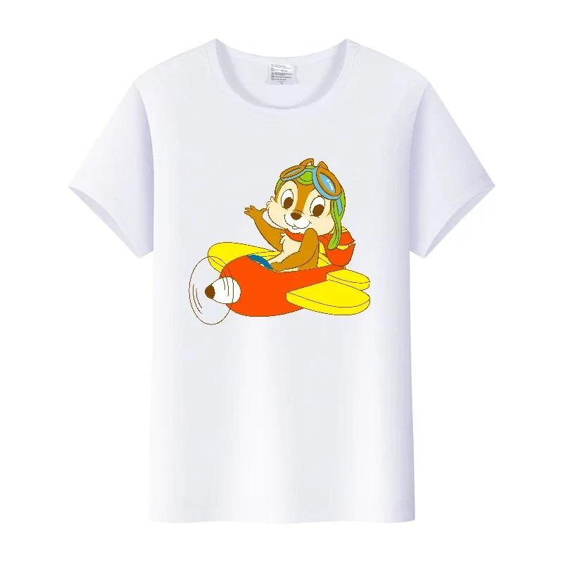 Casual Cartoon Chip 'n' Dale Graphic t-shirt Summer Blouses White Tees Clothes Y2K Tshirt Oversized Tops Unisex