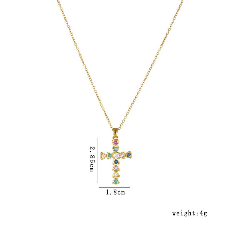 High Grade Cross Zircon Pendant Necklace Stainless Steel Light Luxury Geometric Choker Jewelry Party Gifts For Women Girls