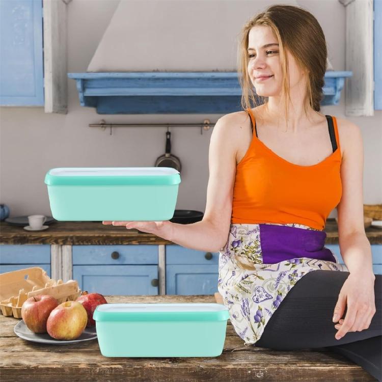 2PCS Ice Cream Jar Yogurt Container with Lids Rectangular Freezer Containers