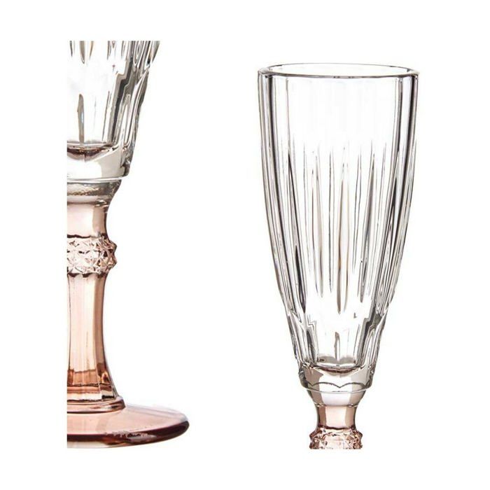 Coupe de champagne en verre - Marron - 6 unités - 170 ml - Hauteur 21 cm - Largeur 13.5 cm - Longueur 20 cm