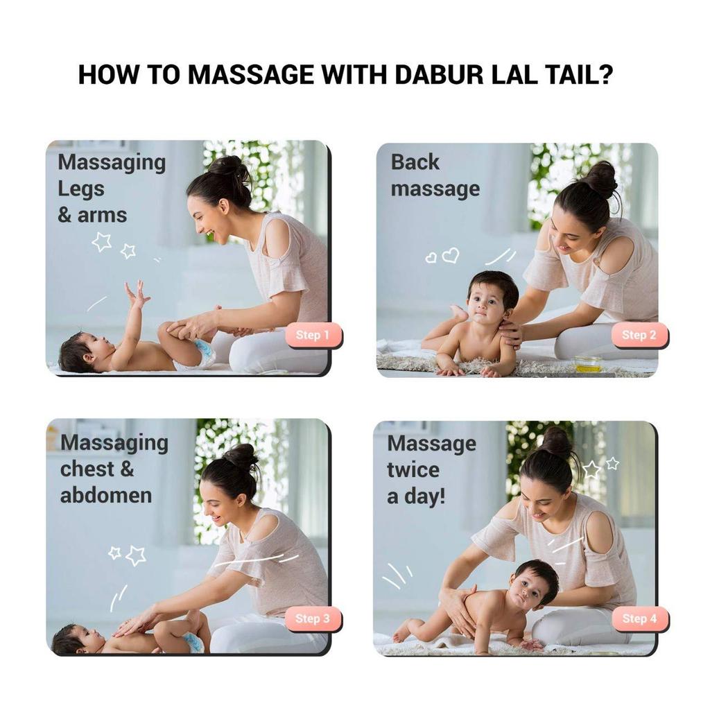 Dabur Lal Tail Ayurvedic Baby Massage Oil 500ml Pack of 1 for Healthy Bones Muscles Growth