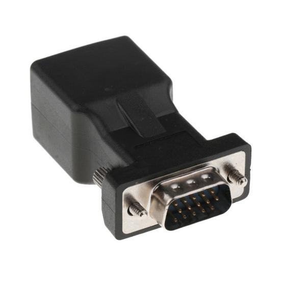 2Pcs 15 Pin VGA Male To RJ45 Female Ethernet Adapter Connector LAN Extender