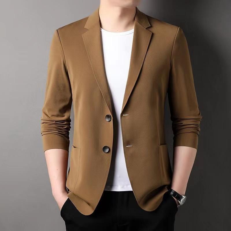 Summer Men's Casual Small Suit, Ice Silk Thin Single Western-style Business Top, Solid Color Sun-protective Suit Jacket for Men